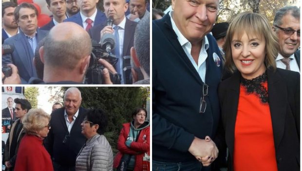 ОТЧАЯН ПИАР: Радев едва събра 300 души в родното си Хасковско - Манолова, БСП и харвардите му докараха хора от цяла България (СНИМКИ)