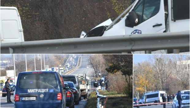 ЕКШЪНЪТ НА ОКОЛОВРЪСТНОТО: Полицаите преследвали буса с мигрантите 50 км - от Траянови врата до Църна маца. Раненият униформен е в критично състояние