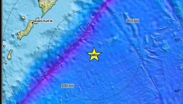 Мощно земетресение от 6.7 по Рихтер между Камчатка и остров Хокайдо
