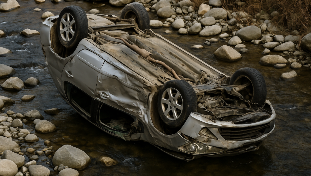 Шофьорка загина, след като се преобърна в речно корито