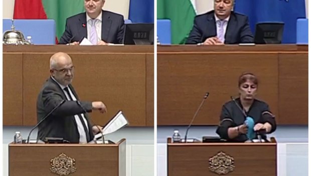 ИЗВЪНРЕДНО ПОЛОЖЕНИЕ В ПАРЛАМЕНТА: Депутат от ГЕРБ изпищя от бацили на трибуната, лелка с парцал нахлу в залата (ВИДЕО)