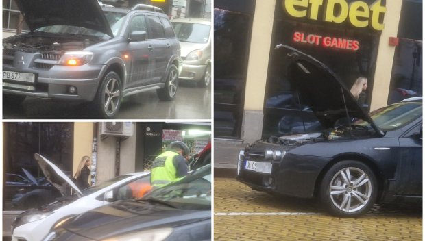 СЕЛСКИ ТАРИКАТЛЪК: Шофьори на Величие от провинцията мамят в центъра на София - спират с вдигнати капаци (СНИМКИ)