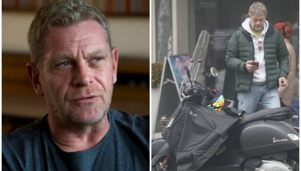 САМО В ПИК И РЕТРО: Юлиан Вергов хвърчи на скутер, завит с одеяло - страх го е да не настине (ПАПАРАШКИ СНИМКИ)