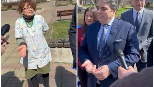 УНИКАЛНО ШОУ! Бабка по чехли случайно видя Асен Василев на площада и му открадна шоуто пред медиите (ВИДЕО)