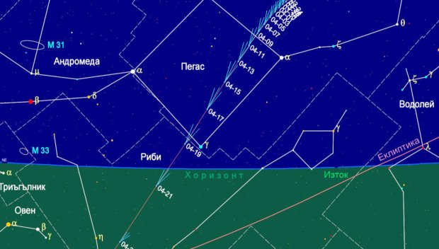 Максимумът на метеорния поток Лириди ще е на 22 април