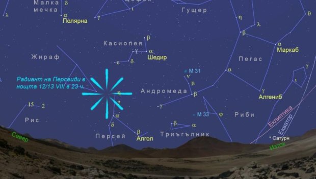 Пикът на метеорния поток Персеиди е в нощта срещу 13 август