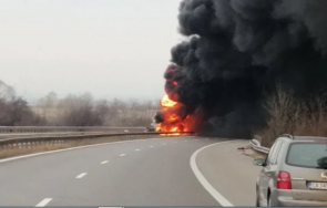 извънредно пик горяща цистерна запуши магистрала тракия снимки