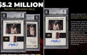 търг картичка автограф леброн джеймс продадена рекордните млн долара