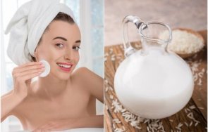 оризовата вода чудото красива млада кожа