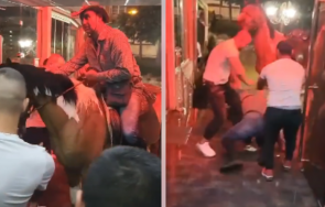 култово каубоят живко смолян пробва влезе дискотека кон сби охраната видео