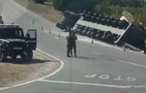 луд екшън американски тир танк обърна петолъчката