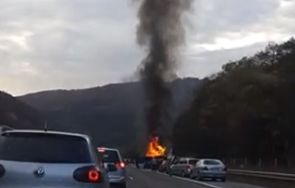 последните минути тир гори магистрала хемус снимки