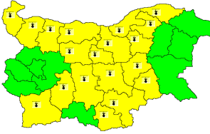 жълт код горещо време вторник области страната