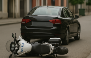 кола блъсна полицай мотоциклет пловдив
