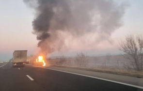 кола запали магистрала тракия предизвика пожар нива