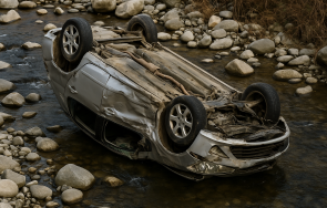 шофьорка загина преобърна речно корито