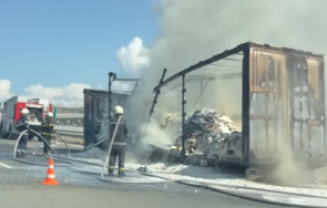 камион изгоря магистрала струма видео