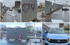 предпазни огради изкоп метрото откъснаха удариха движеща кола