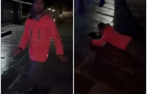 шок младежи пребиха брутално бездомник лом видео