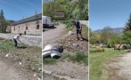 Семейство почисти района на черквата в село Студена