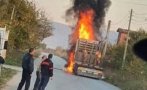 камион влекач горя факла пътя велико търново снимка