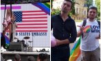 СКАНДАЛ! Брандираха сцена на прайда с табела на американското посолство! Общински съветници от “Спаси София” първа писта на парада (СНИМКИ)