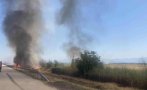 опасно разгоря пожарът магистрала тракия пак ограничиха движението
