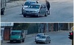 брутална агресия пътя мъж удря жена засича колата видео